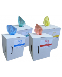 CLEANING CLOTH ROLL - COLOUR CODED - DISPENSER BOX - 25X25CM - 500 SHEETS - 2P +VAT PER SHEET